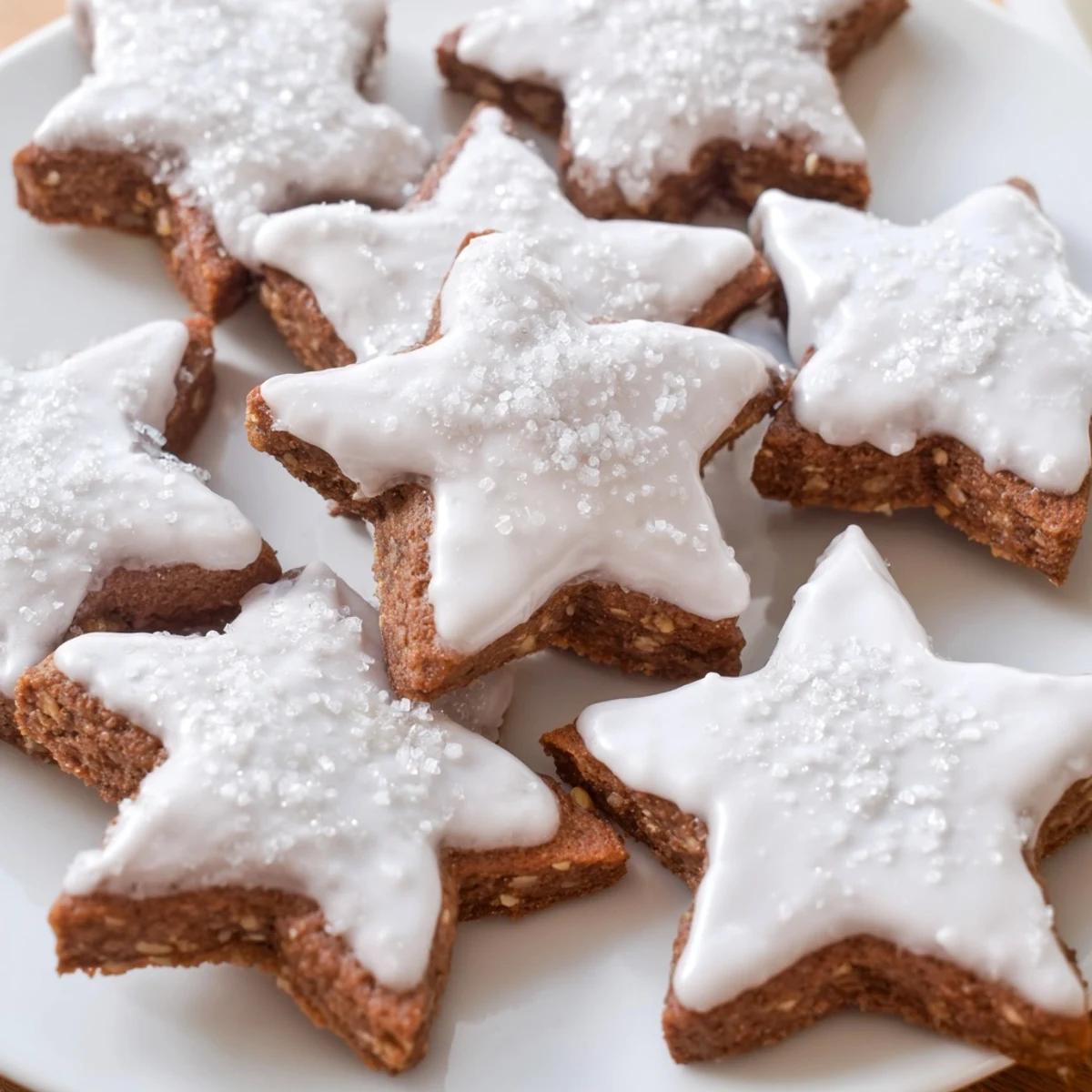Homemade German Cinnamon Stars, beautifully decorated and perfect for sharing with family and friends.