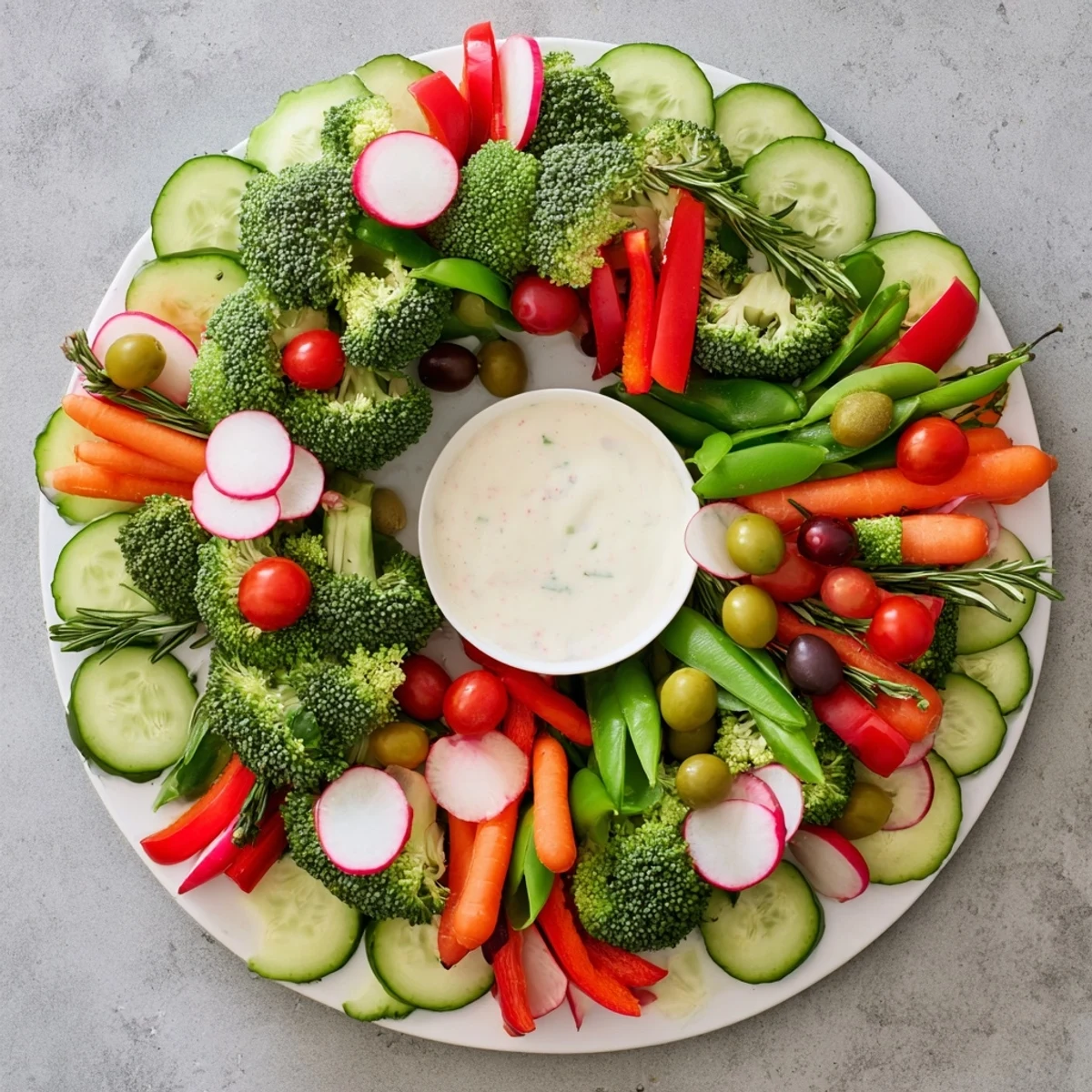 Festlicher Gemüsekranz Dip