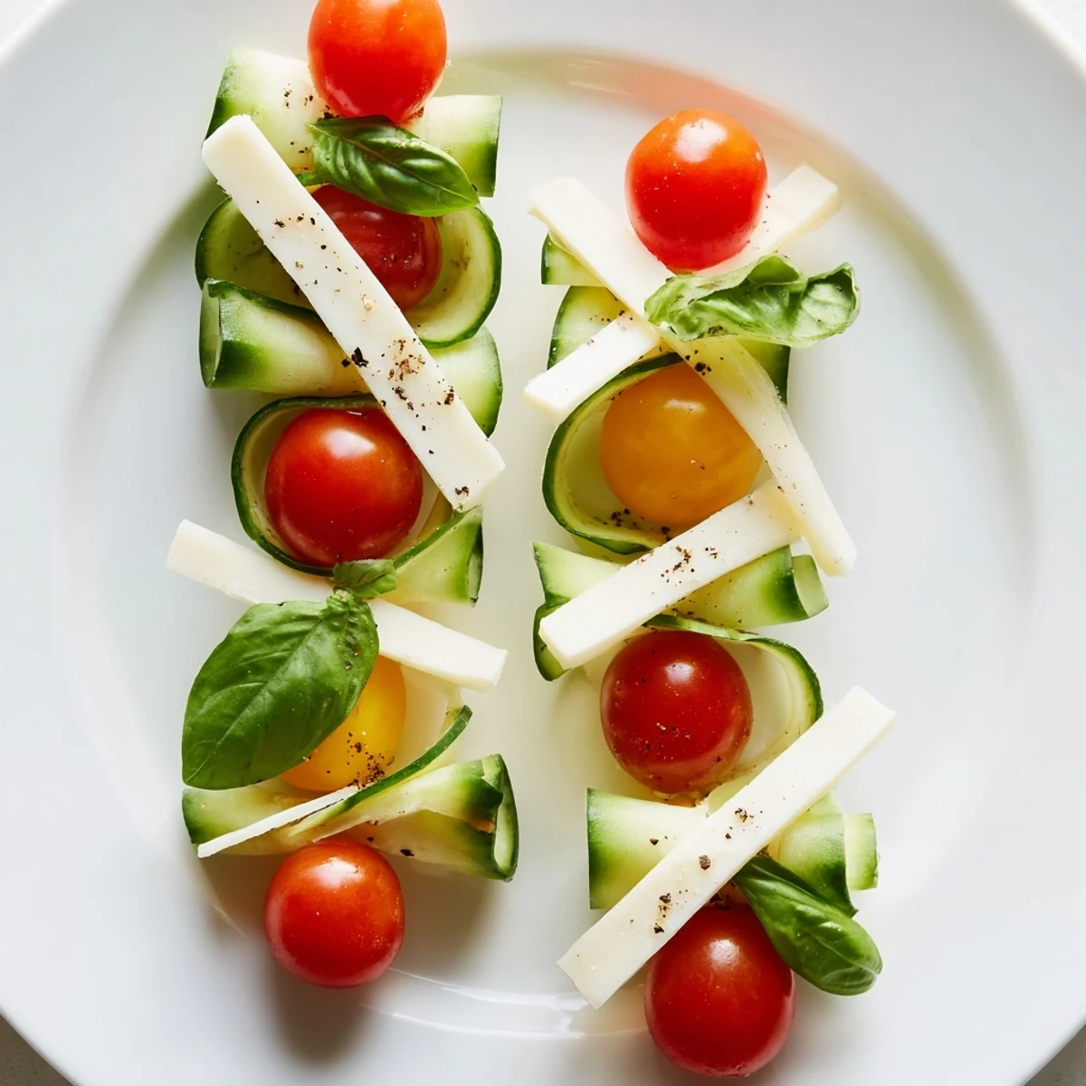 Appetizing double helix genetic code, featuring colorful vegetable and cheese pairings, ready to serve and enjoy.