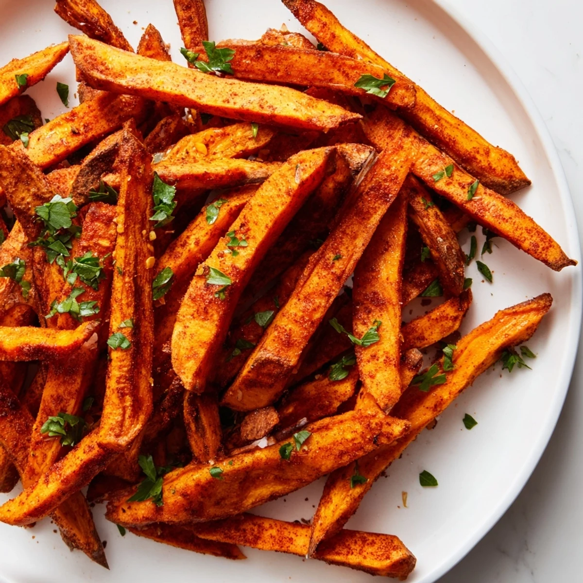 Crispy golden Cajun spiced sweet potato fries, a flavorful American side dish ready to enjoy.
