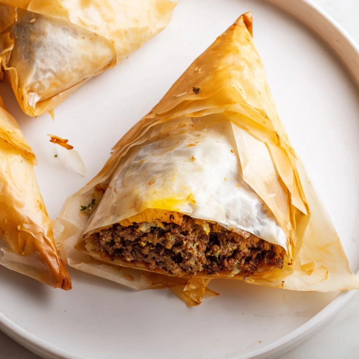 Here's are the 3 Alt Texts for the Tunisian Brik Pastry, following all the requirements: