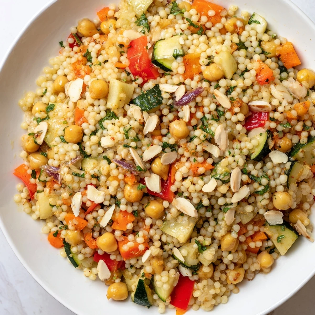 Fresh herbs and zesty lemon dressing brighten this flavorful Moroccan couscous salad dish.