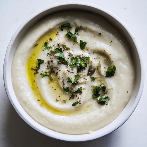 Creamy garlic potato soup, a steaming bowl with fresh parsley garnish, ready to enjoy.