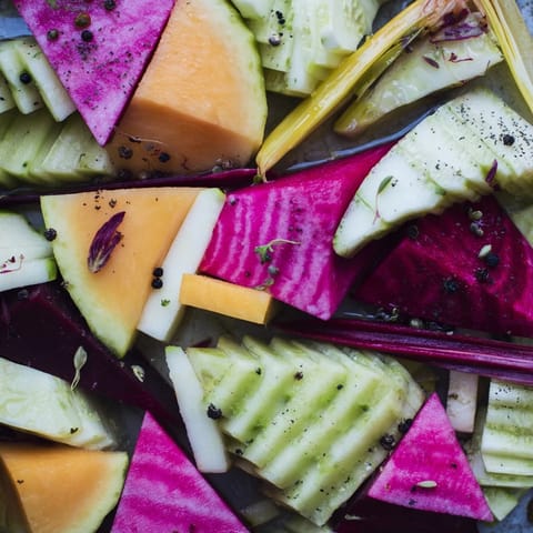 Kubistische Gemüse-Feta Kreation