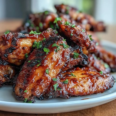 Sticky Guava BBQ Glazed Chicken Wings fresh from the oven glistening