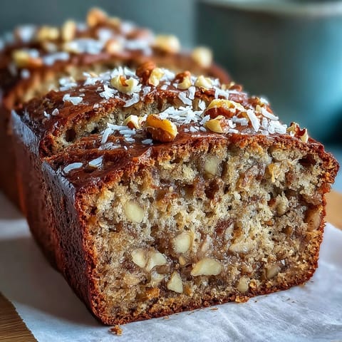 Scheibe des Vegan Cardamom Guava Banana Bread auf Holzplatte, mit Kardamom bestreut und tropischer Guave im Teig.