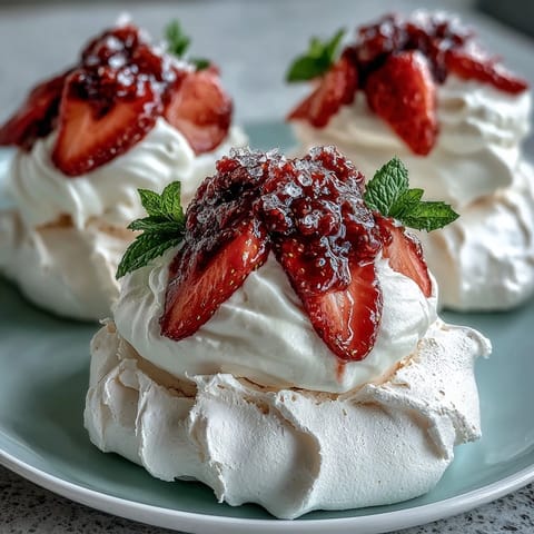 Mini Pavlovas mit Erdbeeren
