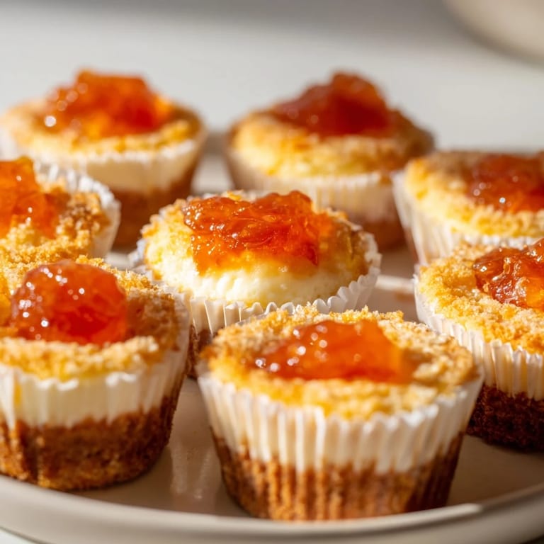 Cremige Quark-Cheesecake-Häppchen mit fruchtigem Topping, ideal für einen süßen Genuss.  