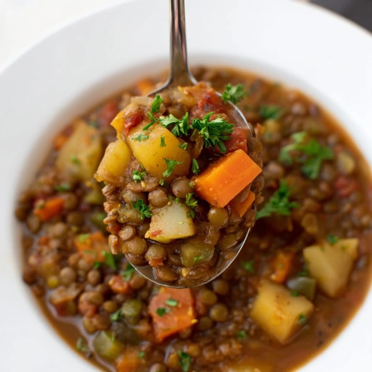 Linseneintopf für Batch Cooking: Herzhaft und ideal zum Aufwärmen an kalten Tagen.  