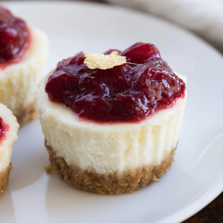 A delightful view of chilled Kirsch-Rococo mini cheesecakes, perfect for serving guests.