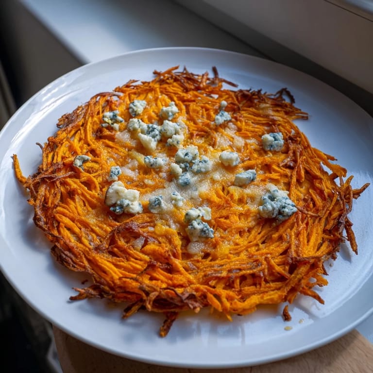 Close-up of potato pancakes ready to serve, with tangy compote, featuring the recipe's best ingredients.