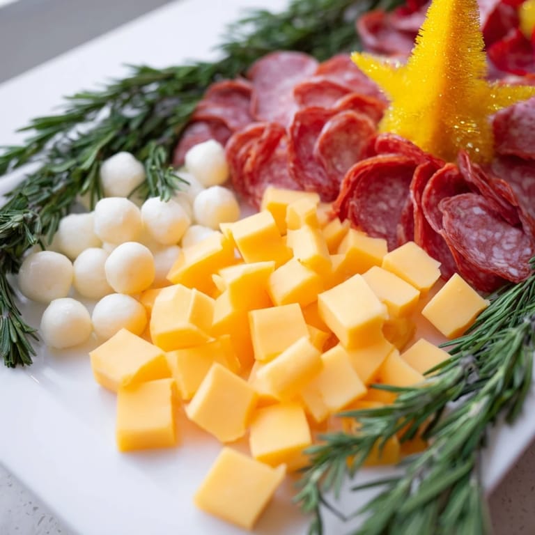 A visually appealing Christmas Tree Snack Board features a star garnish and a delightful mix of flavors.