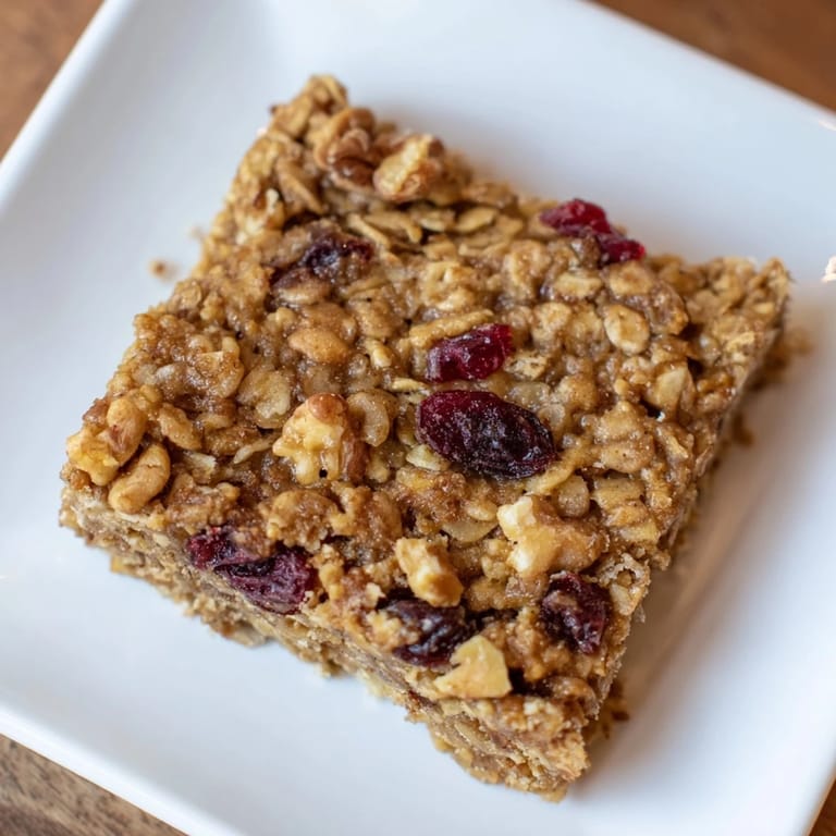 Golden, baked Maple Cinnamon Oatmeal Bars, perfect for breakfast with warm cinnamon and oats.