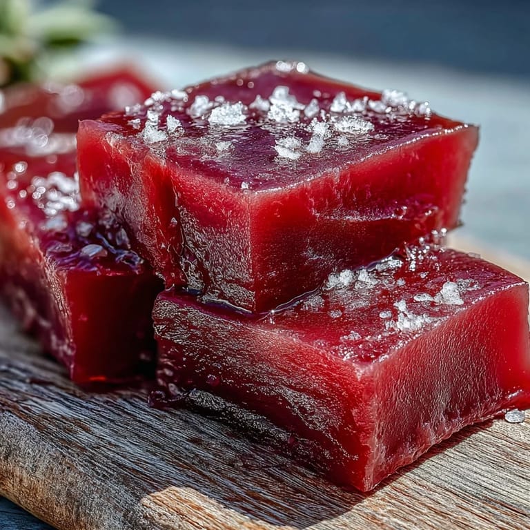 Dickes, aromatisches Guava Paste in einem Schnitt, zeigt die glatte Textur für Füllungen und Tapas.