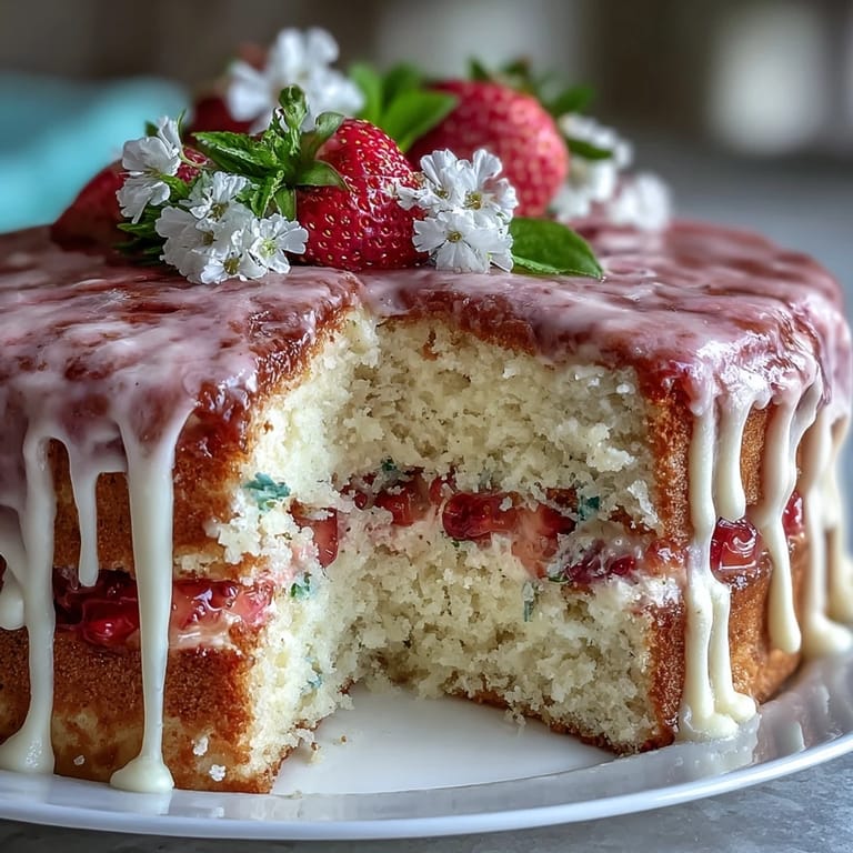 Festlicher Spring Cake mit weißer Schokoladenglasur und frischen essbaren Blüten, ein echter Hingucker.  