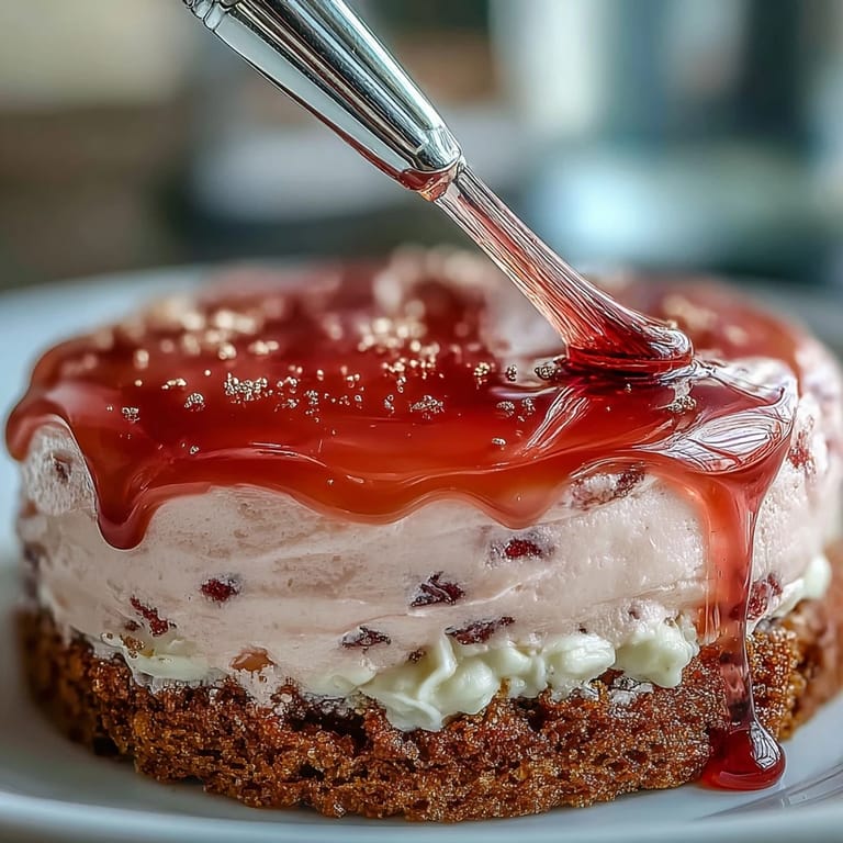 Moist Rosé Velvet Cake featuring delicate wine notes and a luxurious gold drizzle.