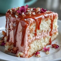 Ein atemberaubender rosa Samtkuchen mit Roséwein, verziert mit einem goldenen Tropfeffekt - perfekt für eine elegante Brautparty.
